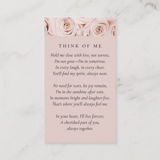Oval Foto Roses Memorial Prayer Kaart Contactkaartje (Achterkant)