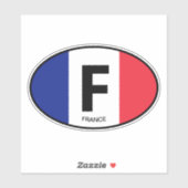 Oval Franse vlag landcode vinyl auto sticker (Vel)