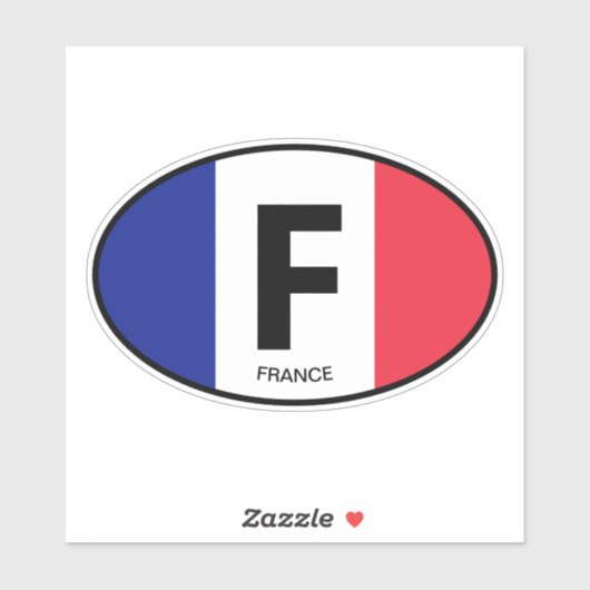 Oval Franse vlag landcode vinyl auto sticker (Vel)