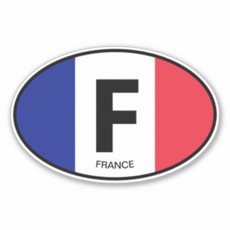 Oval Franse vlag landcode vinyl auto sticker