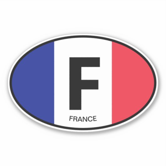 Oval Franse vlag landcode vinyl auto sticker (Voorkant)