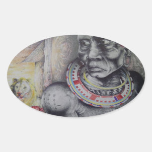 Oval Gepersonaliseerd Kenyan Maasai Safari Sticker