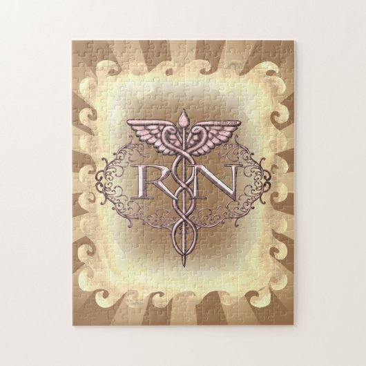 Oval Gold Caduceus RN Nurse Legpuzzel (Verticaal)