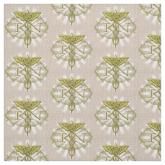 Oval Gold Caduceus RN Nurse Stof (Swatch)