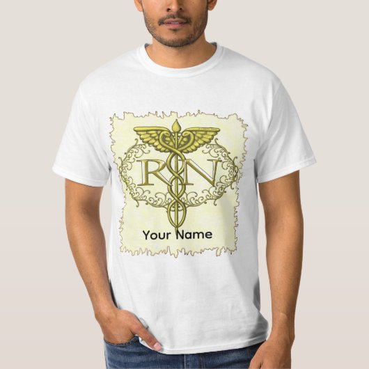 Oval Gold Caduceus RN Nurse T-shirt (Voorkant)