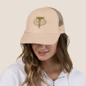 Oval Gold Caduceus RN Nurse Trucker Pet (In situ)