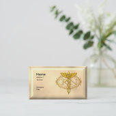 Oval Gold Caduceus RN Nurse Visitekaartje (Staand voorkant)