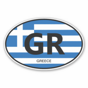 Oval Greek flag vinyl sticker voor auto en meer