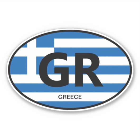 Oval Greek flag vinyl sticker voor auto en meer (Voorkant)