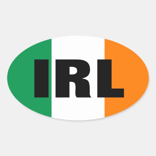 Oval IRL auto sticker met Ierse vlag (Voorkant)