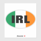 Oval IRL vinyl auto sticker met Irish flag (Vel)