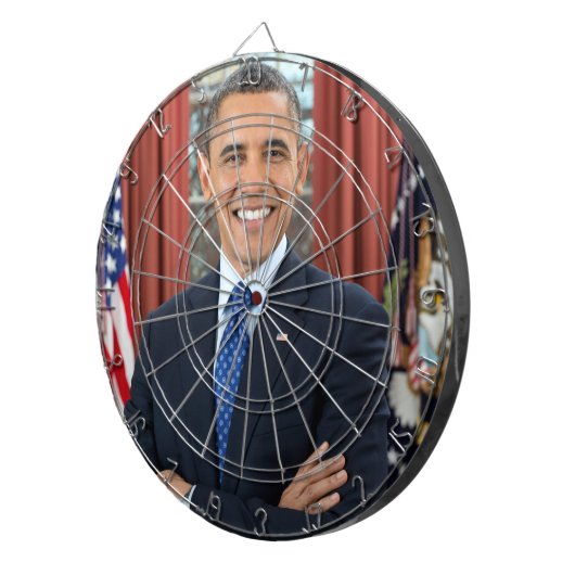 Oval Kantoor Portrait, Obama Barack Amerikaans Pre Dartbord (Voorkant Rechts)