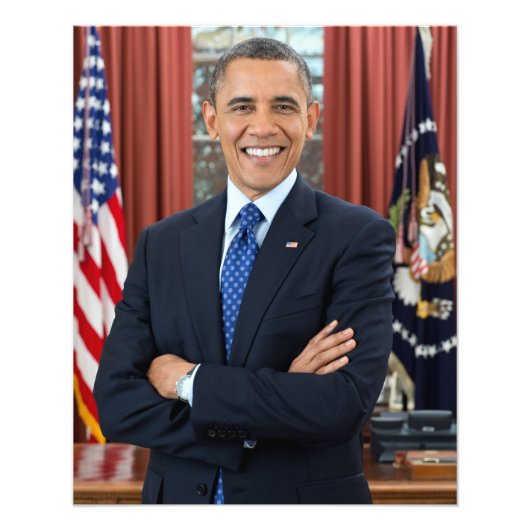 Oval Kantoor Portrait, Obama Barack Amerikaans Pre Foto Afdruk (Voorkant)
