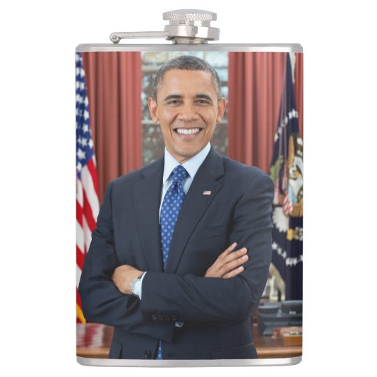 Oval Kantoor Portrait, Obama Barack Amerikaans Pre Heupfles (Voorkant)