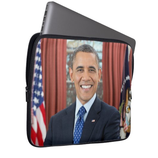 Oval Kantoor Portrait, Obama Barack Amerikaans Pre Laptop Sleeve (Voorkant Rechts)