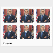 Oval Kantoor Portrait, Obama Barack Amerikaans Pre Vierkante Sticker (Vel)