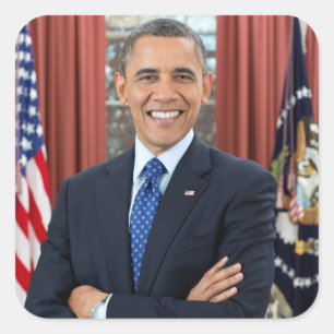 Oval Kantoor Portrait, Obama Barack Amerikaans Pre Vierkante Sticker