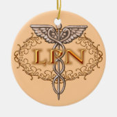 Oval koper Caduceus LPN Nurse Keramisch Ornament (Voorkant)