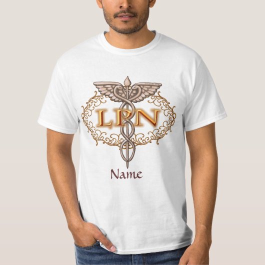Oval koper Caduceus LPN Nurse T-shirt (Voorkant)