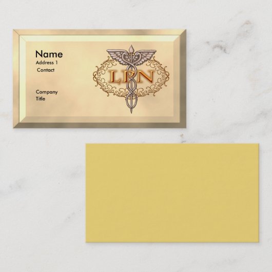 Oval koper Caduceus LPN Nurse Visitekaartje (Voorkant / Achterkant)