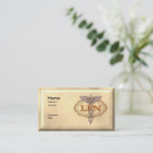 Oval koper Caduceus LPN Nurse Visitekaartje (Staand voorkant)