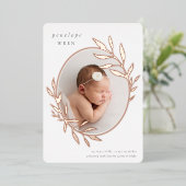 Oval Laurel | Aankondiging Folie geboorte (Staand Voorkant)