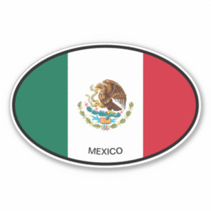 Oval Mexico flag vinyl sticker voor auto en meer