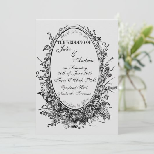 Oval Mirror Wedding Uitnodiging (Staand voorkant)