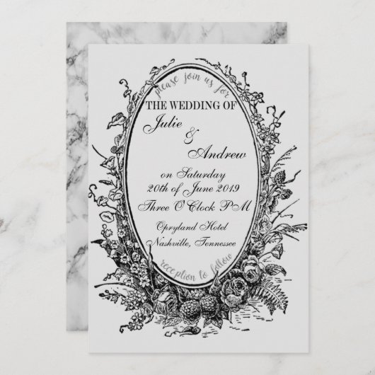 Oval Mirror Wedding Uitnodiging (Voorkant / Achterkant)