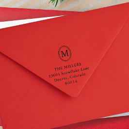 Oval Monogram Personalized Return Address Zelfinktende Stempel