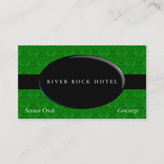 Oval Obsidian over Green Damask Visitekaartje (Voorkant)