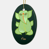 Oval Om Green Leaves Ganpati Ornament (Links)