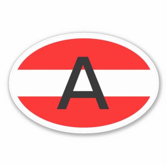Oval Oostenrijk vlag landcode vinyl auto sticker (Voorkant)