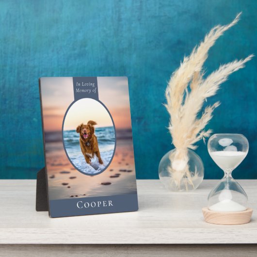 Oval Photo Beach Dog Memorial Keepomwille Fotoplaat (Zijkant)