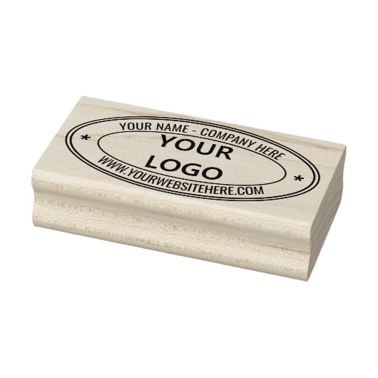 Oval Rubber Stempel Uw Bedrijf Logo Naam Website (Stempel)