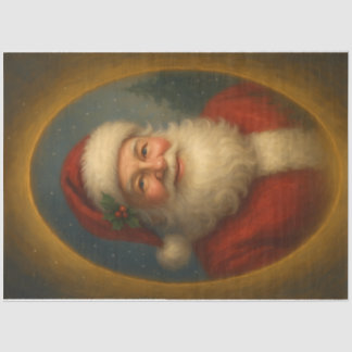 Oval Santa Christmas Portrait Decoupage Tissuepapier