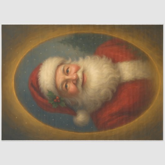 Oval Santa Christmas Portrait Decoupage Tissuepapier (Voorkant)