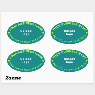 Oval Shape Business Brand op Blauwgroen groene Sti Ovale Sticker