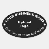 Oval Shape Business Merk op zwarte Sticker (Voorkant)
