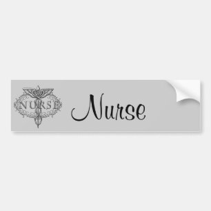 Oval Silver Caduceus Nurse Bumpersticker