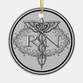 Oval Silver Caduceus RN Nurse Keramisch Ornament (Voorkant)