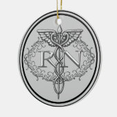 Oval Silver Caduceus RN Nurse Keramisch Ornament (Links)