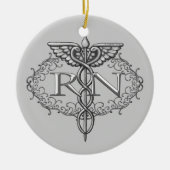 Oval Silver Caduceus RN Nurse Keramisch Ornament (Voorkant)