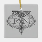 Oval Silver Caduceus RN Nurse Keramisch Ornament (Voorkant)