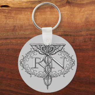 Oval Silver Caduceus RN Nurse Sleutelhanger