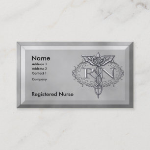 Oval Silver Caduceus RN Nurse Visitekaartje