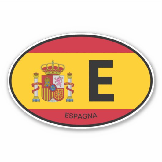 Oval Spanje vlag landcode vinyl auto sticker (Voorkant)