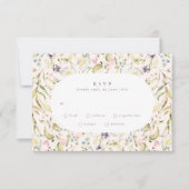 Oval Spring Boho Wildflower Pampas Wedding RSVP Kaartje (Voorkant)