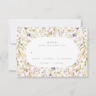 Oval Spring Boho Wildflower Pampas Wedding RSVP Kaartje
