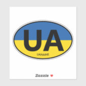 Oval Ukraine vlag land code vinyl auto sticker (Vel)